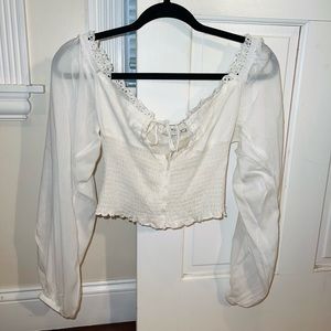 White Long SleeveOff the Shoulder Princess Polly Top